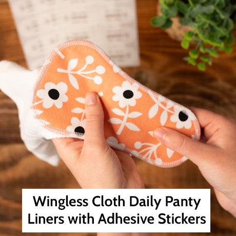 Wingless Camel Toe Reusable Cloth Panty Liners with Adhesive Stickers; Wingless Thin Washable Camel Toe Daily Pads for Women, Girls and Teens, Organic Cotton or Bamboo Feminine Liners for Normal Vaginal Discharge MADE IN EU; NOT for Menstrual Period