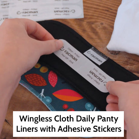 Wingless Reusable Cloth Panty Liners with Adhesive Stickers; Wingless Thin Washable Daily Pads for Women, Girls and Teens, Organic Cotton or Bamboo Feminine Liners for Normal Vaginal Discharge MADE IN EU; NOT for Menstrual Period