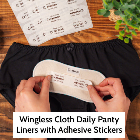Wingless Reusable Cloth Panty Liners with Adhesive Stickers; Wingless Thin Washable Daily Pads for Women, Girls and Teens, Organic Cotton or Bamboo Feminine Liners for Normal Vaginal Discharge MADE IN EU; NOT for Menstrual Period